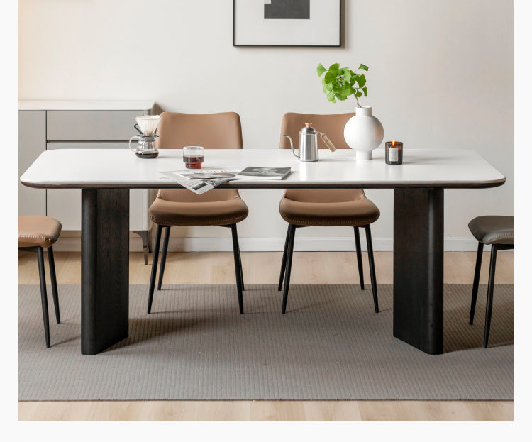 Oak Solid Wood, Solid Rubberwood Slate Italian Dining Table