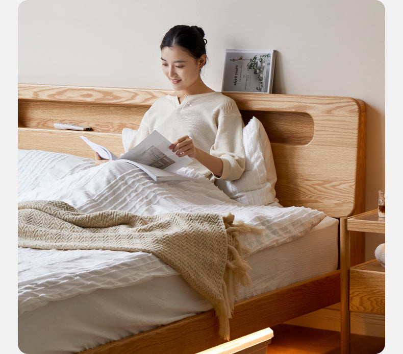 Oak Solid Wood Suspension Luminous Bed