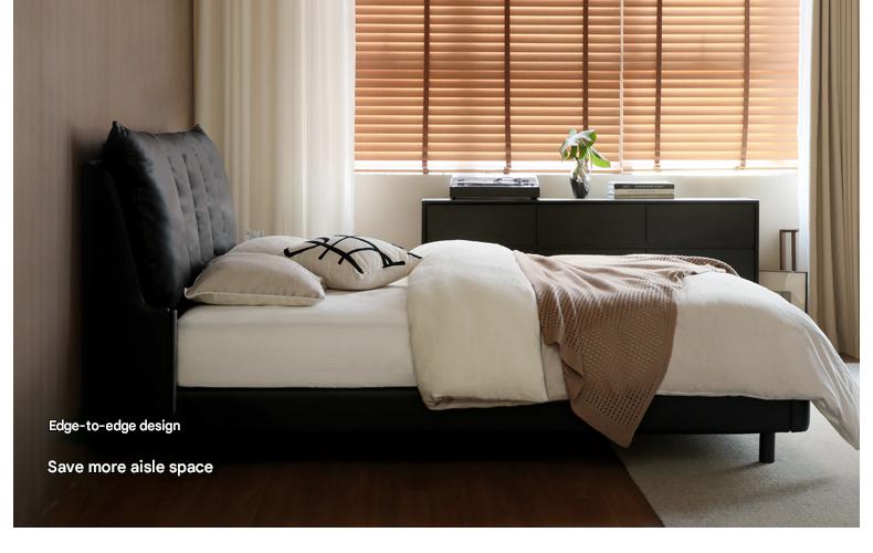 First layer of yellow cowhide Italian light luxury black Bed