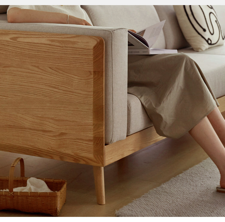 Oak, Ash Solid Wood Modern Fabric Sofa.