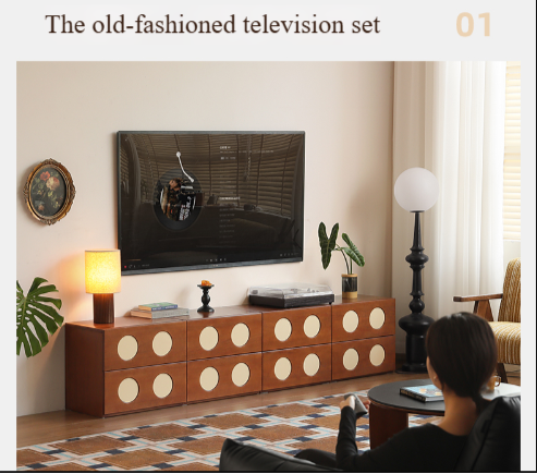 Poplar Solid Wood Ancient Style Module Combination TV Cabinet.