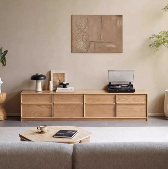 Ash Solid Wood Wabi-Sabi Style TV Cabinet