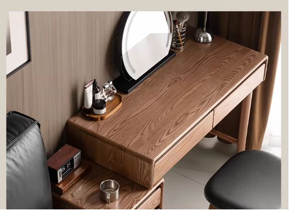 Ash Solid Wood Modern Vanity Table with Extendable Feature