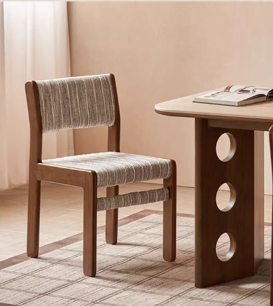 4 pcs -Black Walnut, Oak Solid Wood Modern Minimalist Block-Leg Dining Chair