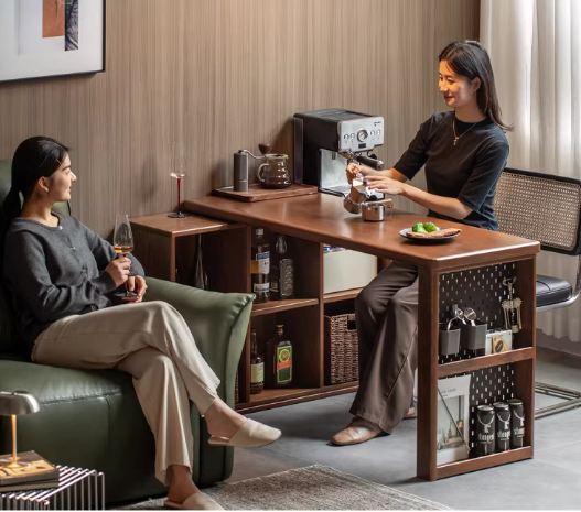 Solid Rubberwood, Oak Solid Wood Telescopic Corner Office Desk