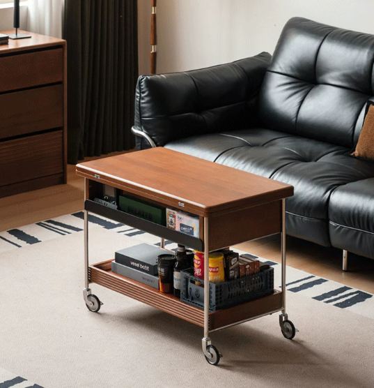 Tulipwood Solid Wood Middle Ancient Style Mobile Coffee Table