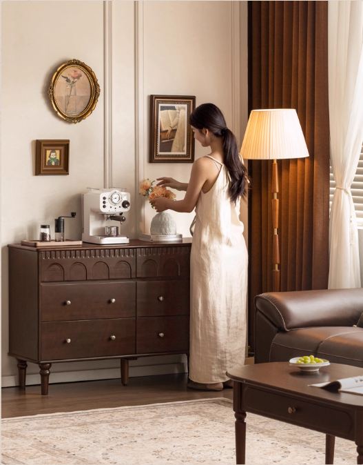 Poplar Solid Wood Retro Style Bucket Cabinet