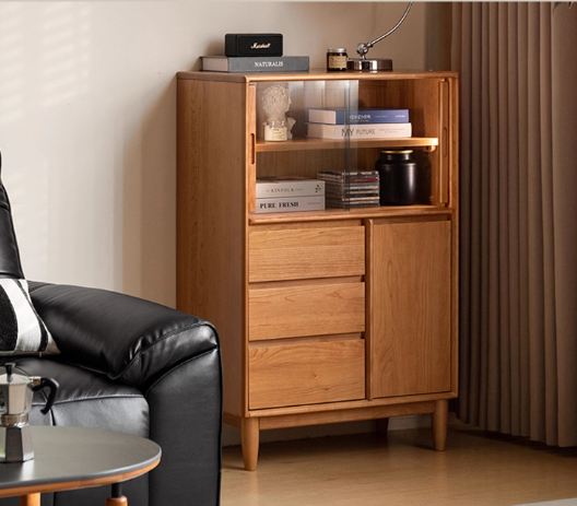 Cherry Solid Wood Mid-range Style Side Cabinet.