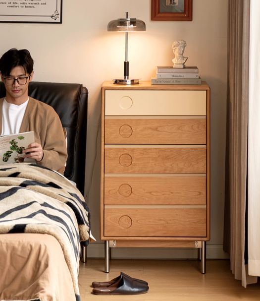 Cherry, Poplar Solid Wood Modern Minimalist Chest of Drawers