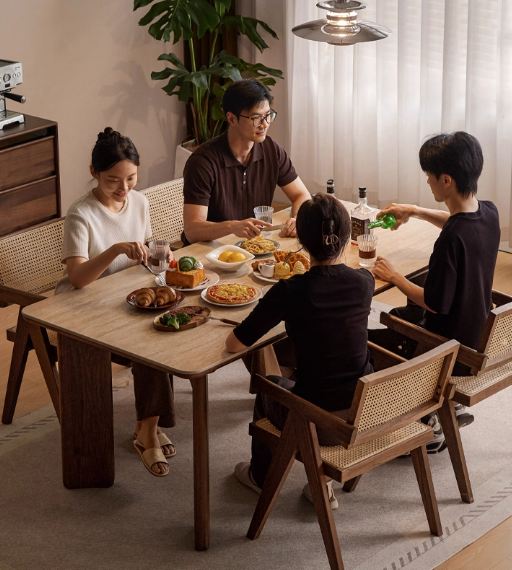 Black Walnut Solid Wood Rock Plate Dining Table