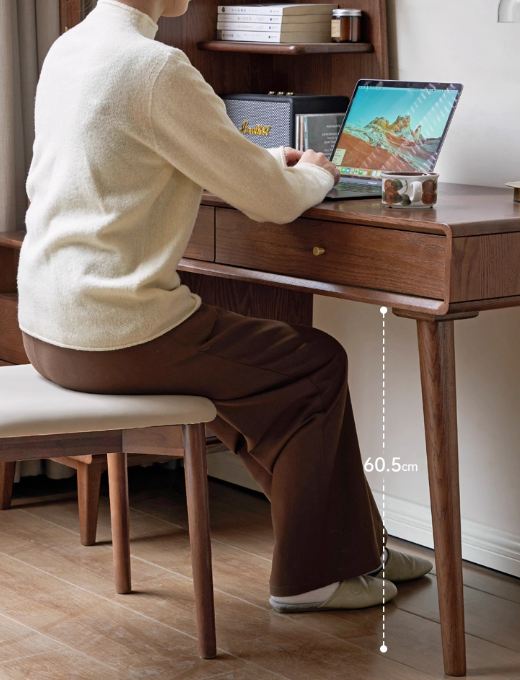 Oak Solid Wood Retractable Computer Desk