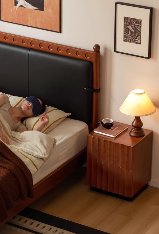 Poplar, Black Walnut Solid Wood Antique Style Nightstand