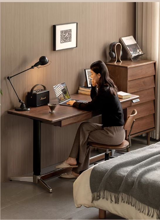 Black Walnut, Oak Solid Wood Lift-Top Office Desk