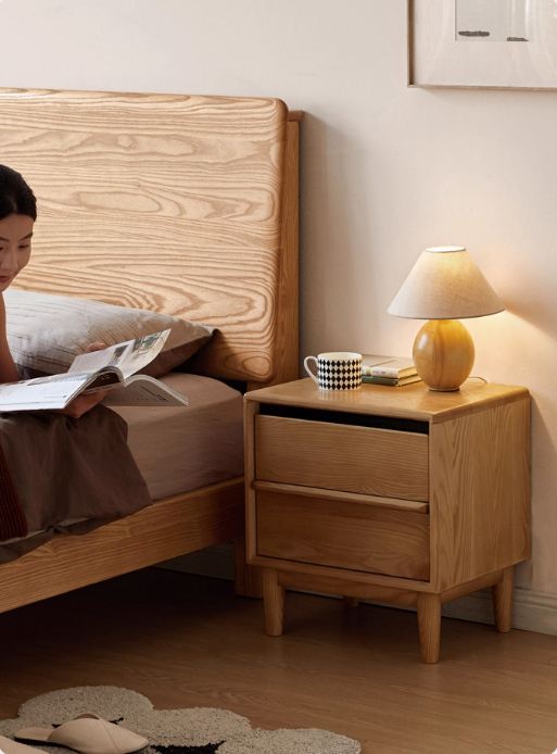 Ash Solid Wood Log Style Nightstand