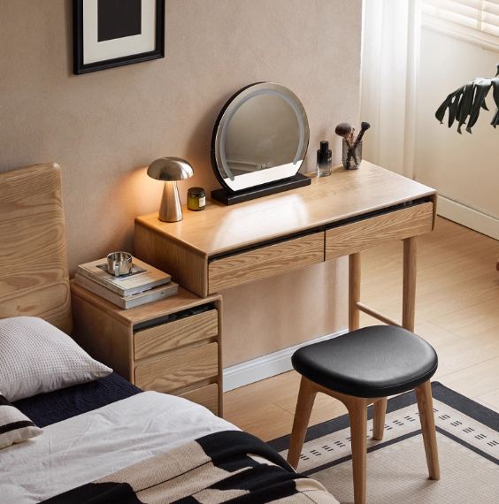 Ash Solid Wood Modern Retractable Dressing Table