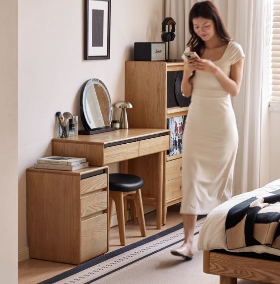 Ash Solid Wood Modern Retractable Dressing Table