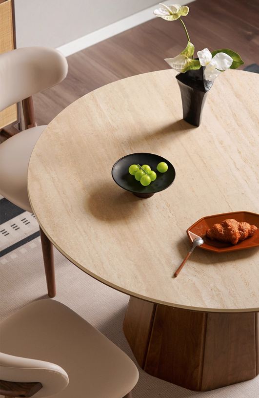 Black Walnut Solid Wood Round Slab Dining Table