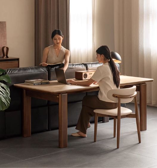 Black Walnut Solid Wood Dining Table Light Luxury Style