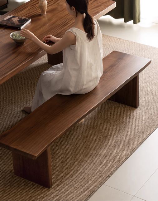 Black Walnut,Ash, South American Walnut Solid Wood Wabi Sabi Bench