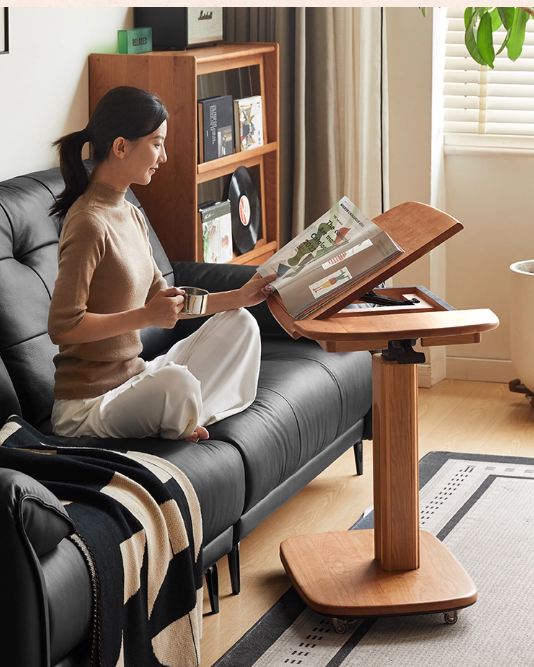 Cherry, Oak Solid Wood Elevating Desk Study Unit Mobile Desk