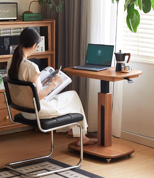 Cherry, Oak Solid Wood Elevating Desk Study Unit Mobile Desk