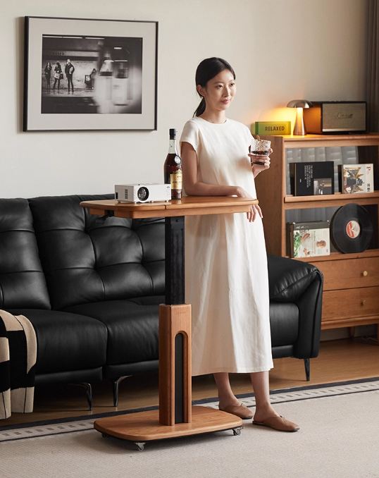 Cherry, Oak Solid Wood Elevating Desk Study Unit Mobile Desk