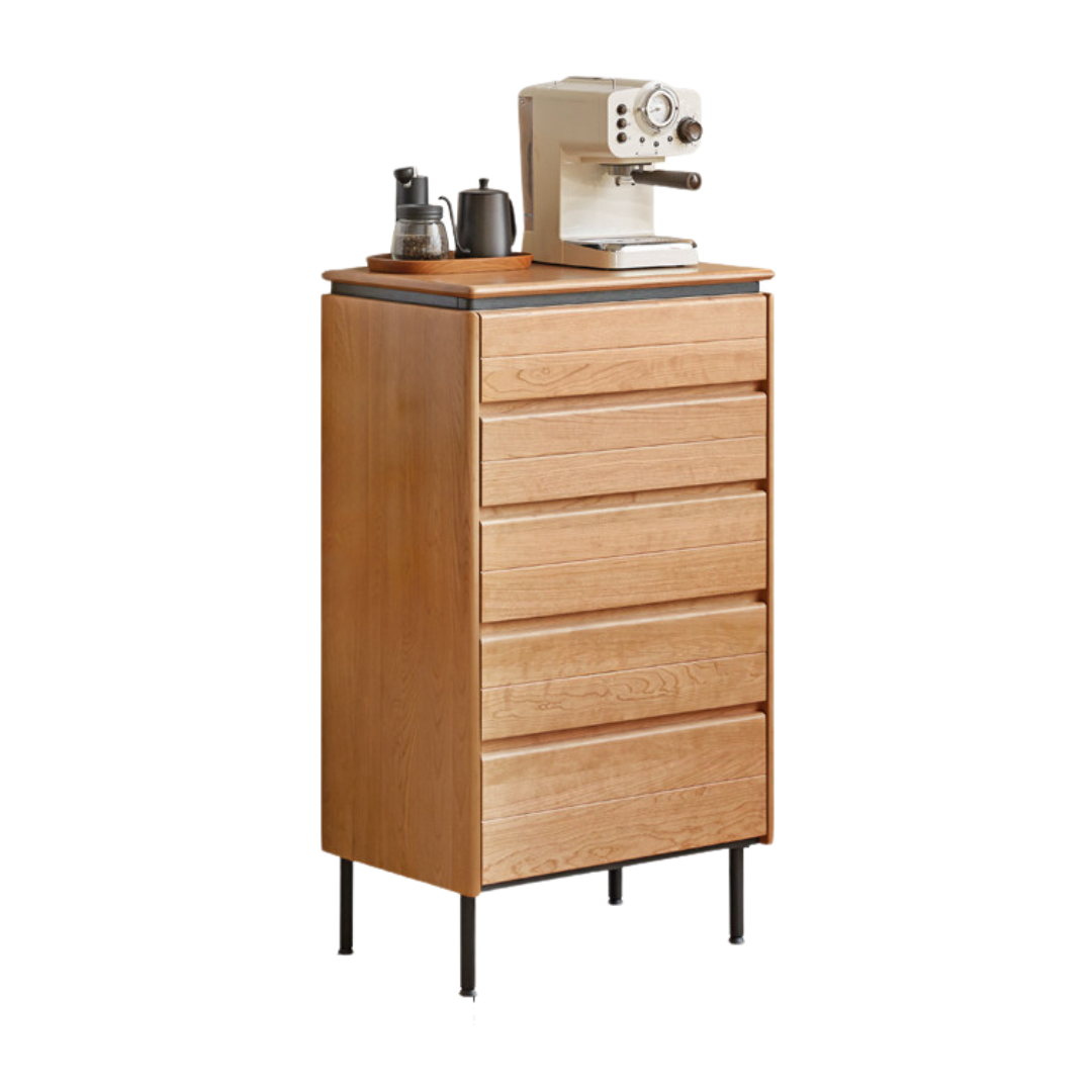 Cherry Solid Wood Retro Bedside Drawer .