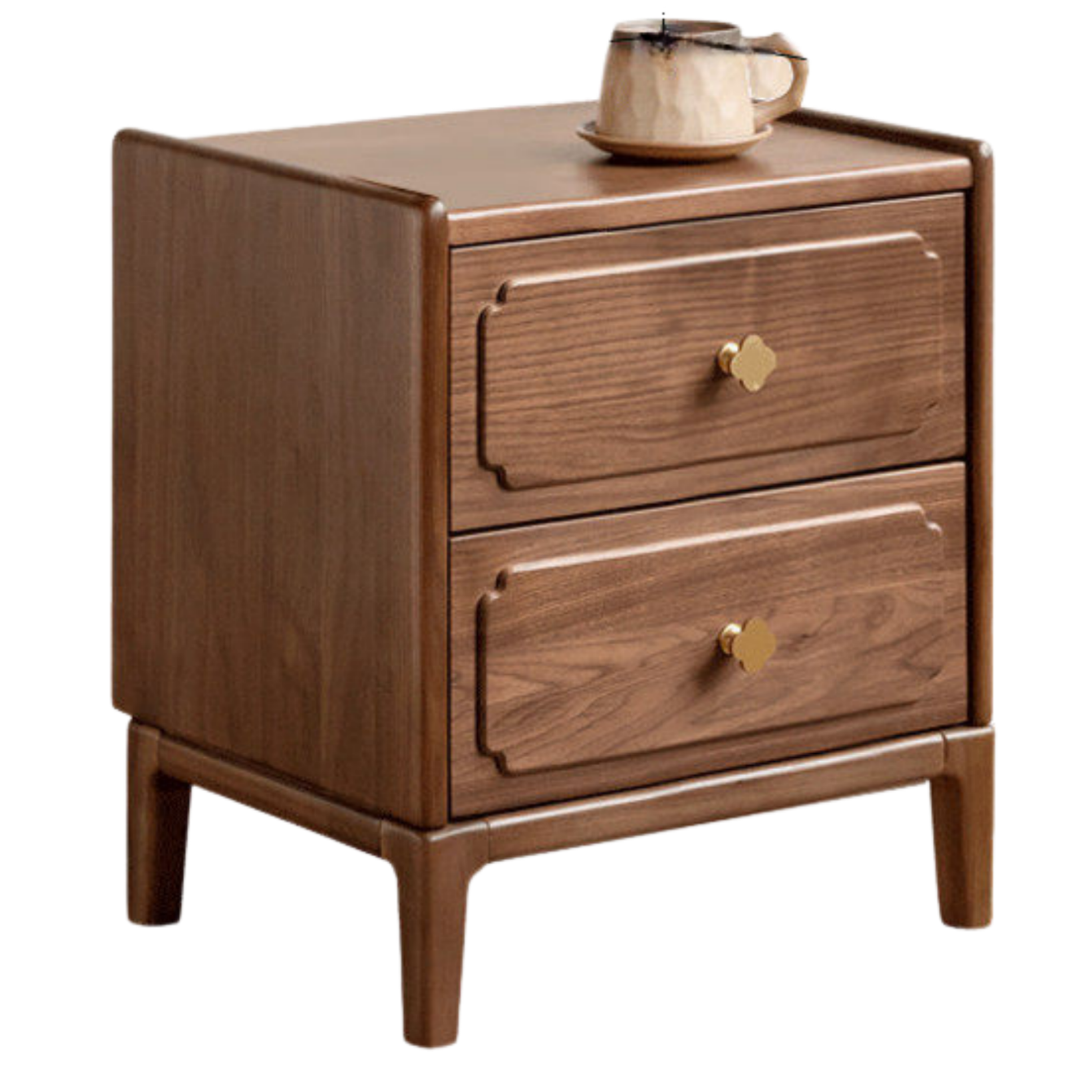 Black Walnut, Oak Solid Wood Nightstand.