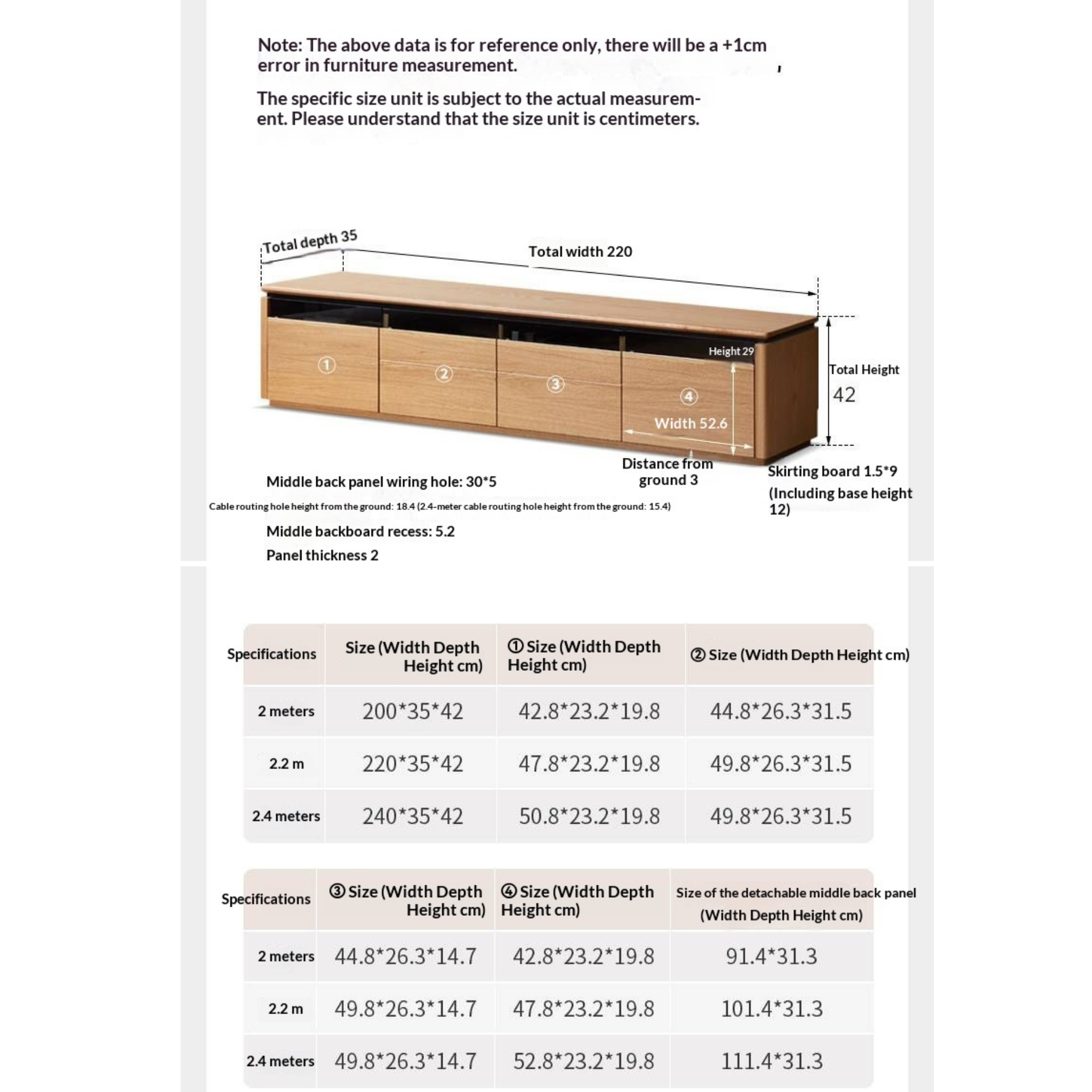 Oak Solid Wood TV Stand with Modern Minimalist Storage Design.