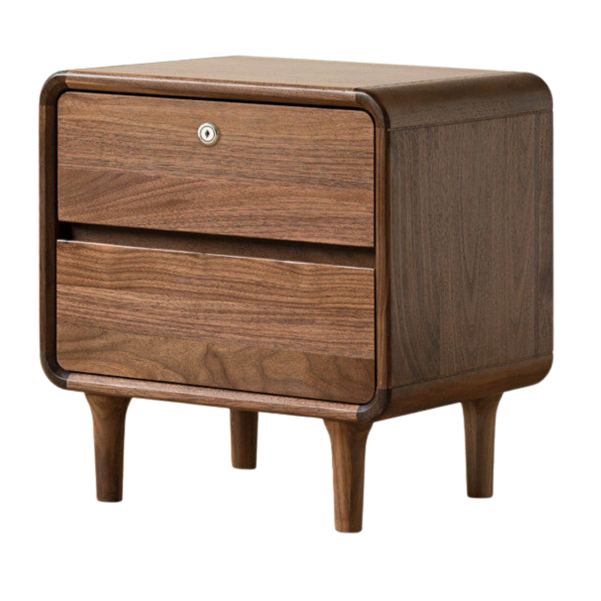 Black Walnut Solid Wood, Sandalwood Lockable Nightstand