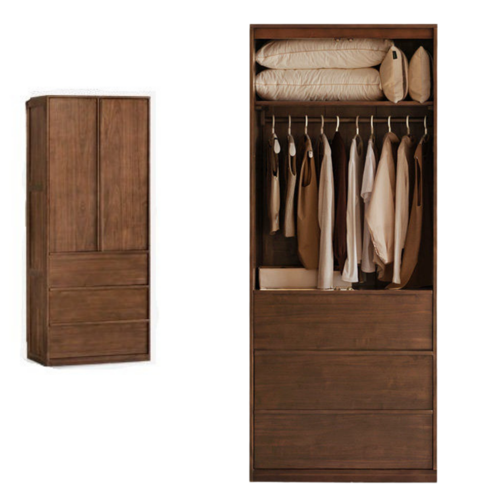 Black Walnut Solid Wood Italian Light Luxury Wardrobe