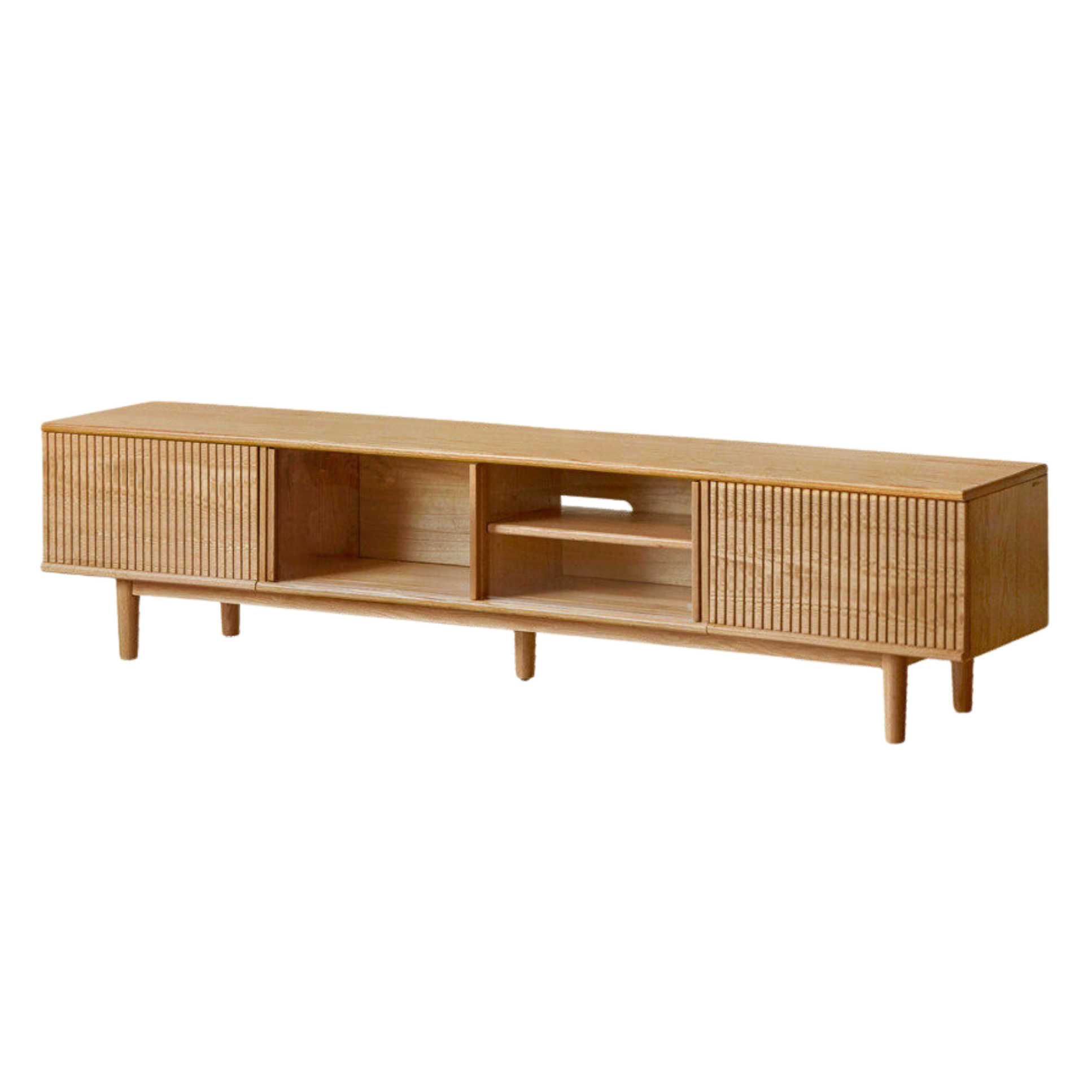 Oak Solid Wood Wall-Mounted TV Stand with Modern Minimalist Storage.