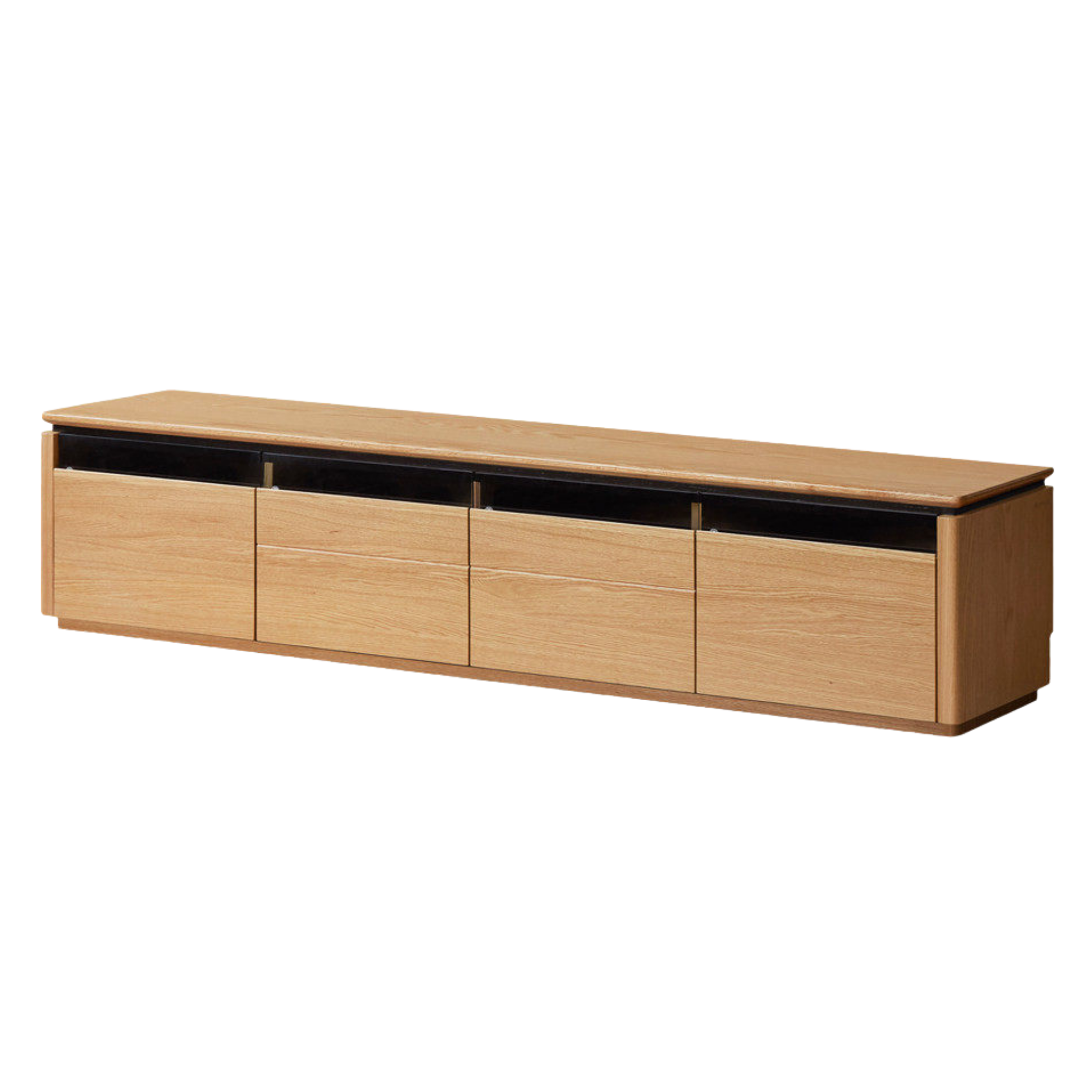Oak Solid Wood TV Stand with Modern Minimalist Storage Design.