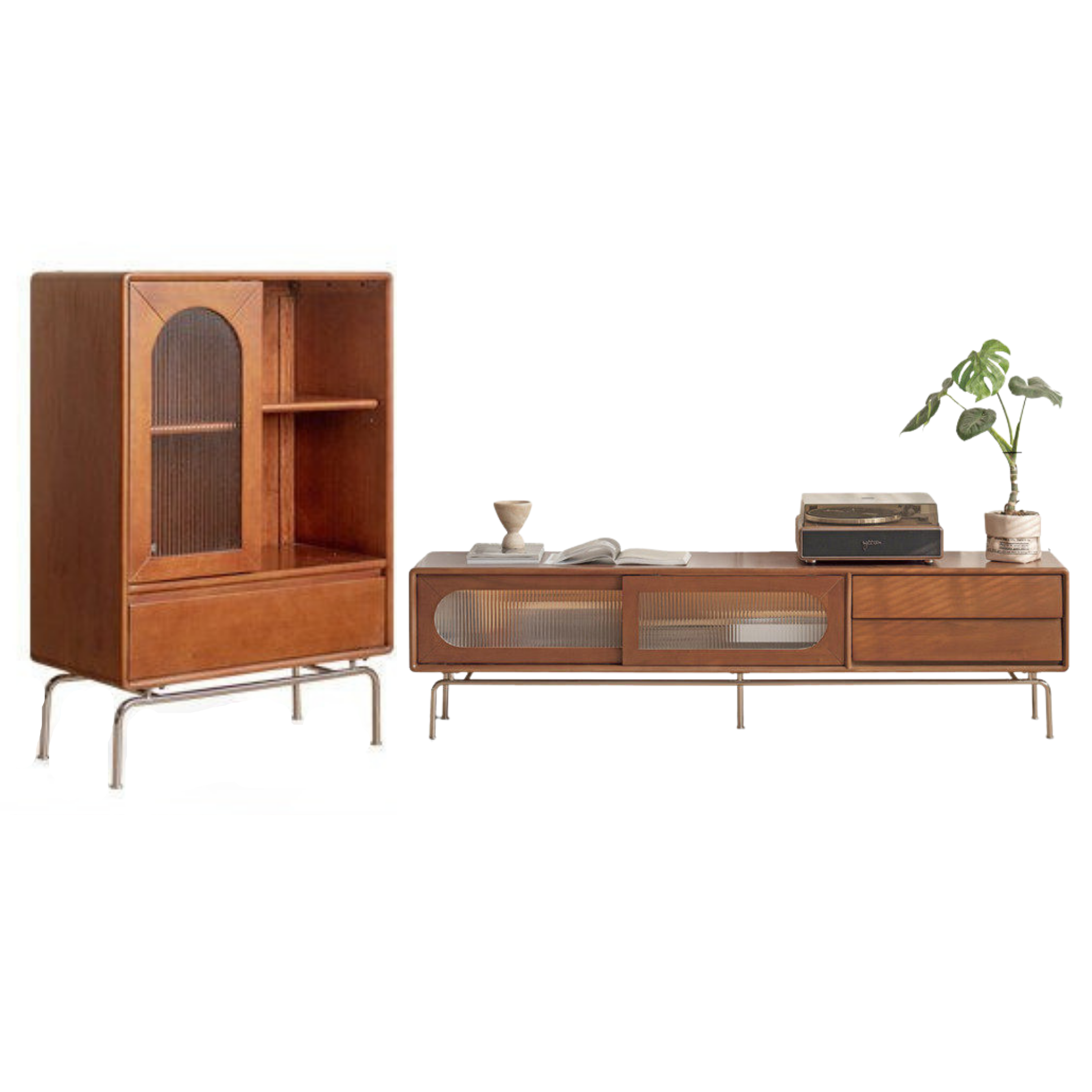 Tulipwood Solid Wood Light French TV Cabinet Sliding Door.