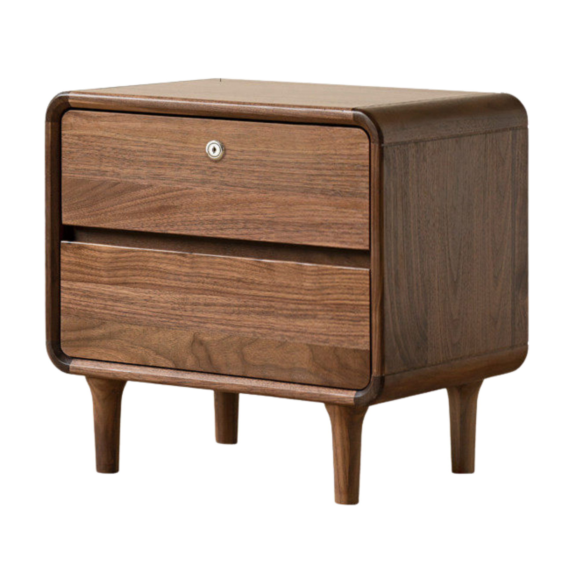 Black Walnut Solid Wood, Sandalwood Lockable Nightstand