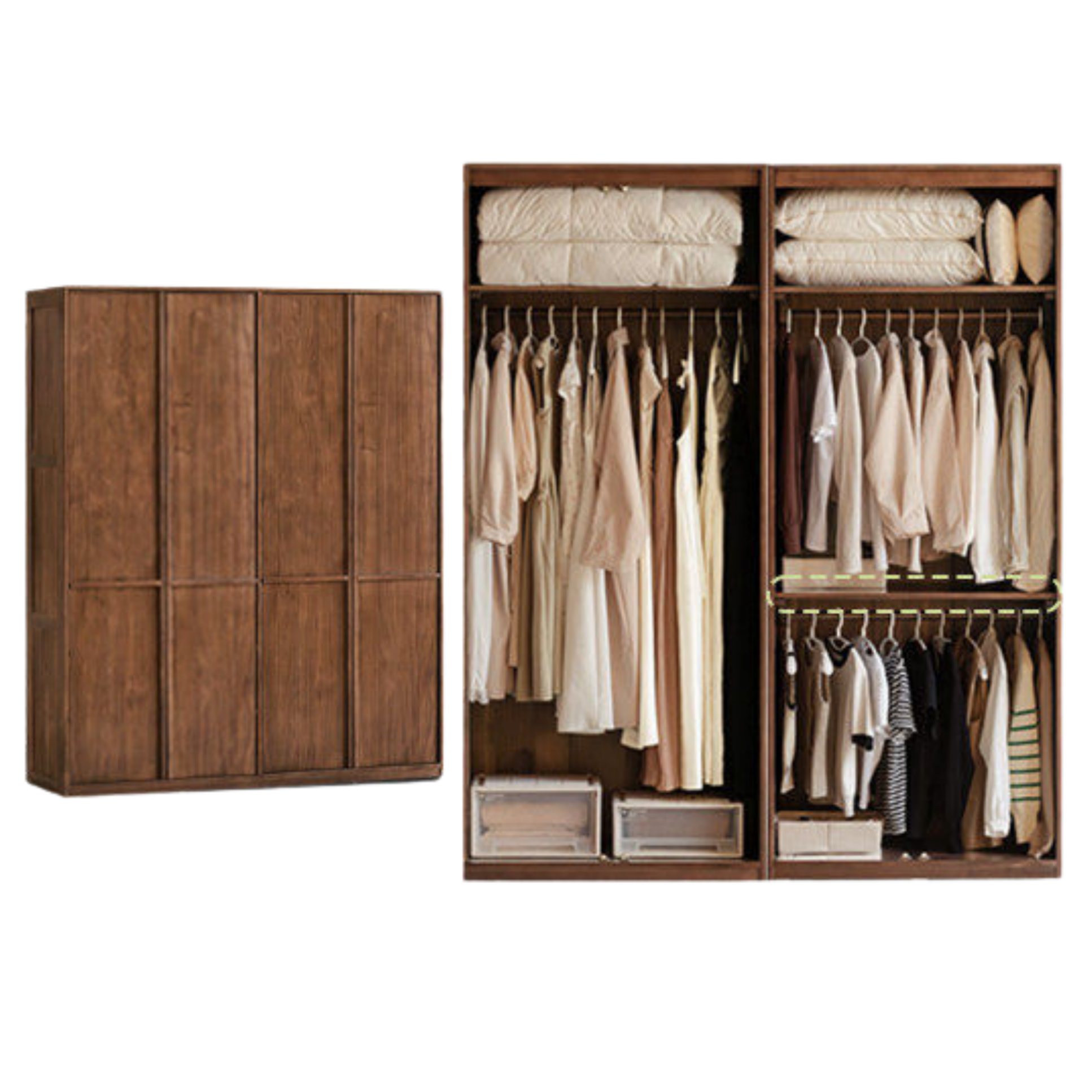 Black Walnut Solid Wood Italian Light Luxury Wardrobe