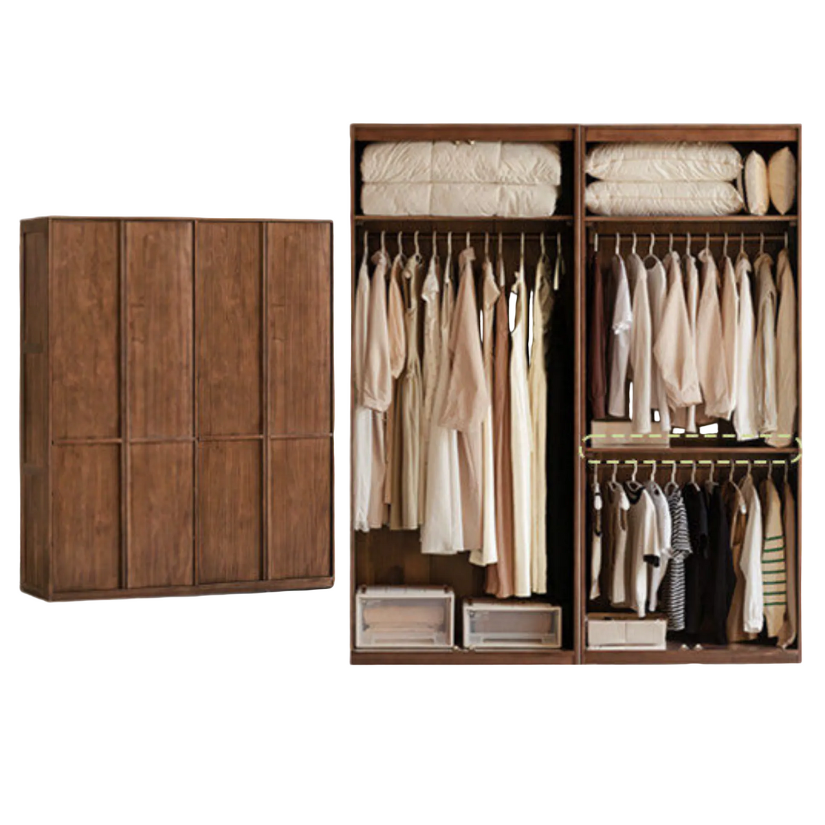 Black Walnut Solid Wood Italian Light Luxury Wardrobe