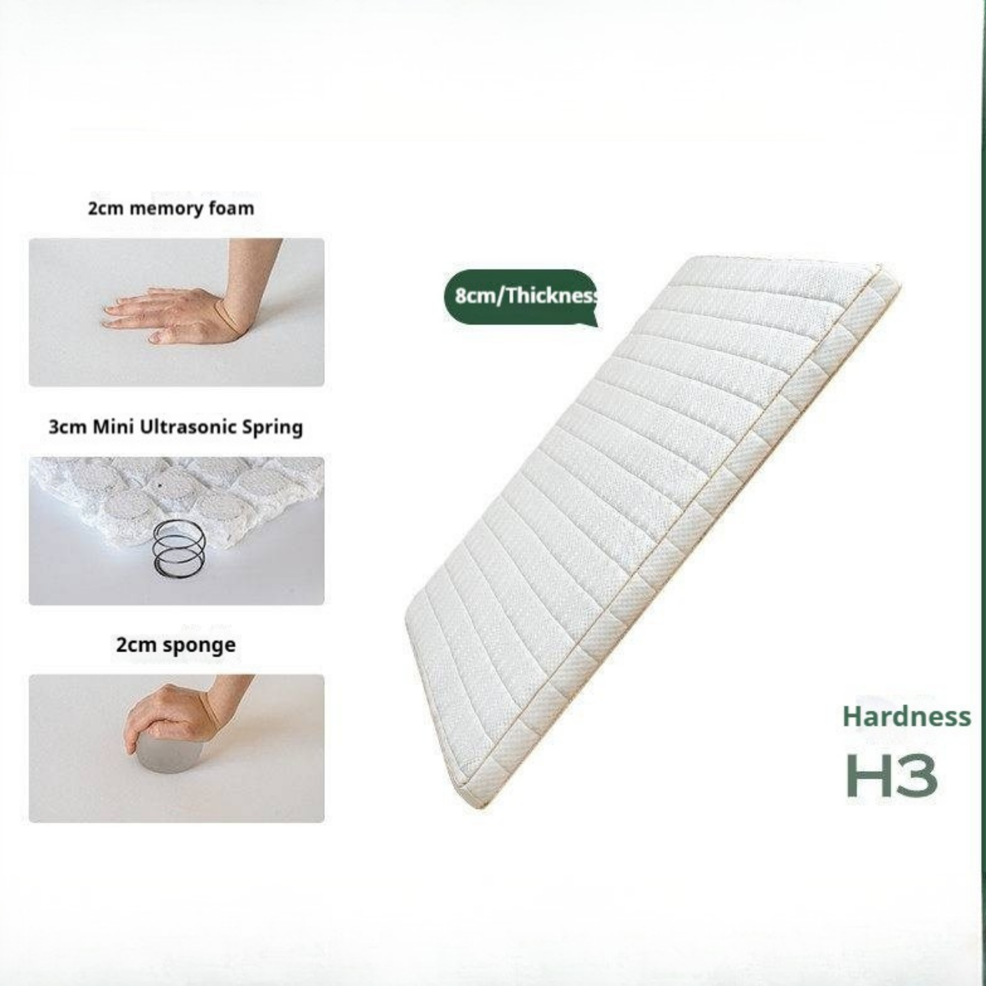 Zero-Glue Thin Mattress — Bubble Spring Support, Hard Mattress