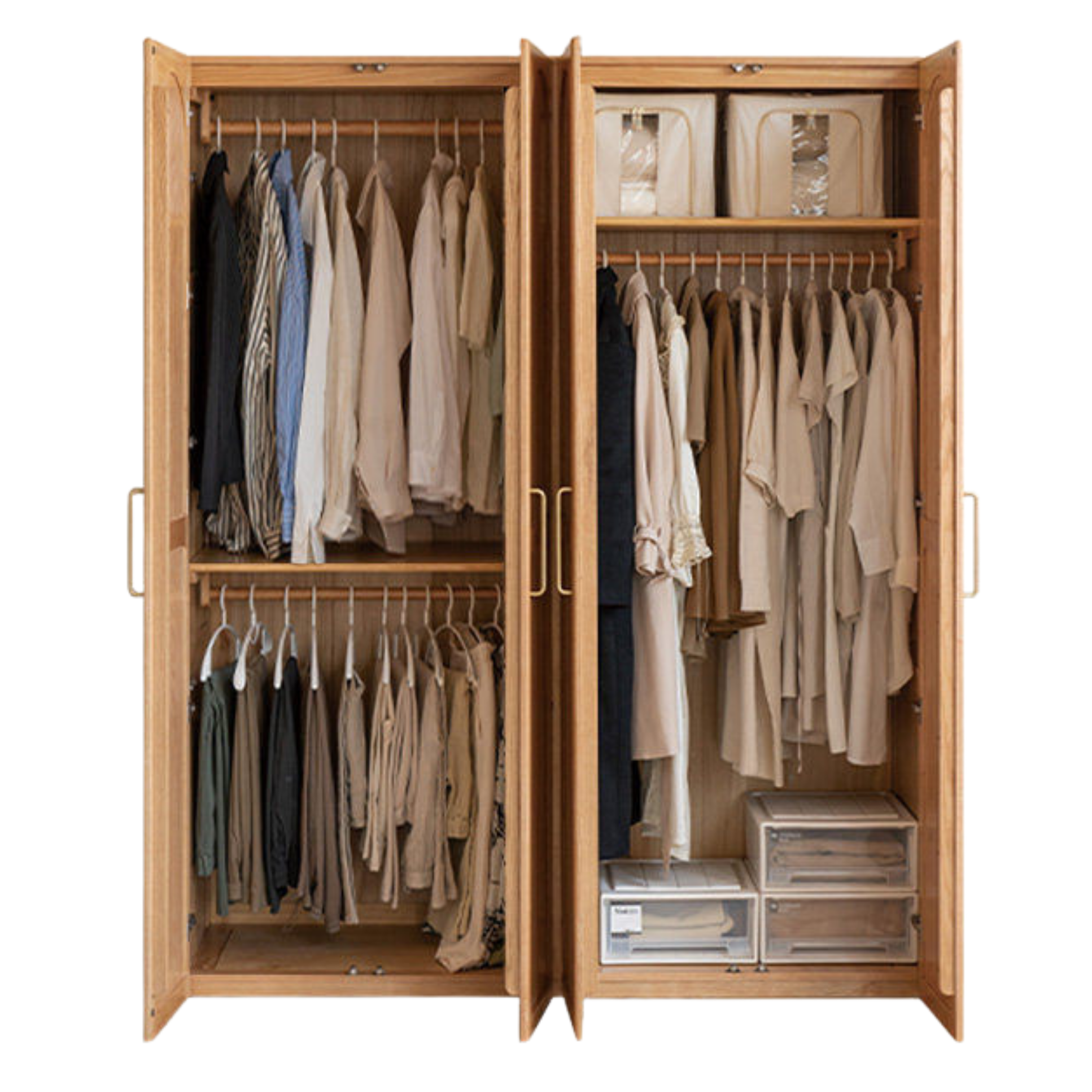 Oak Solid Wood Wardrobe French Retro Style