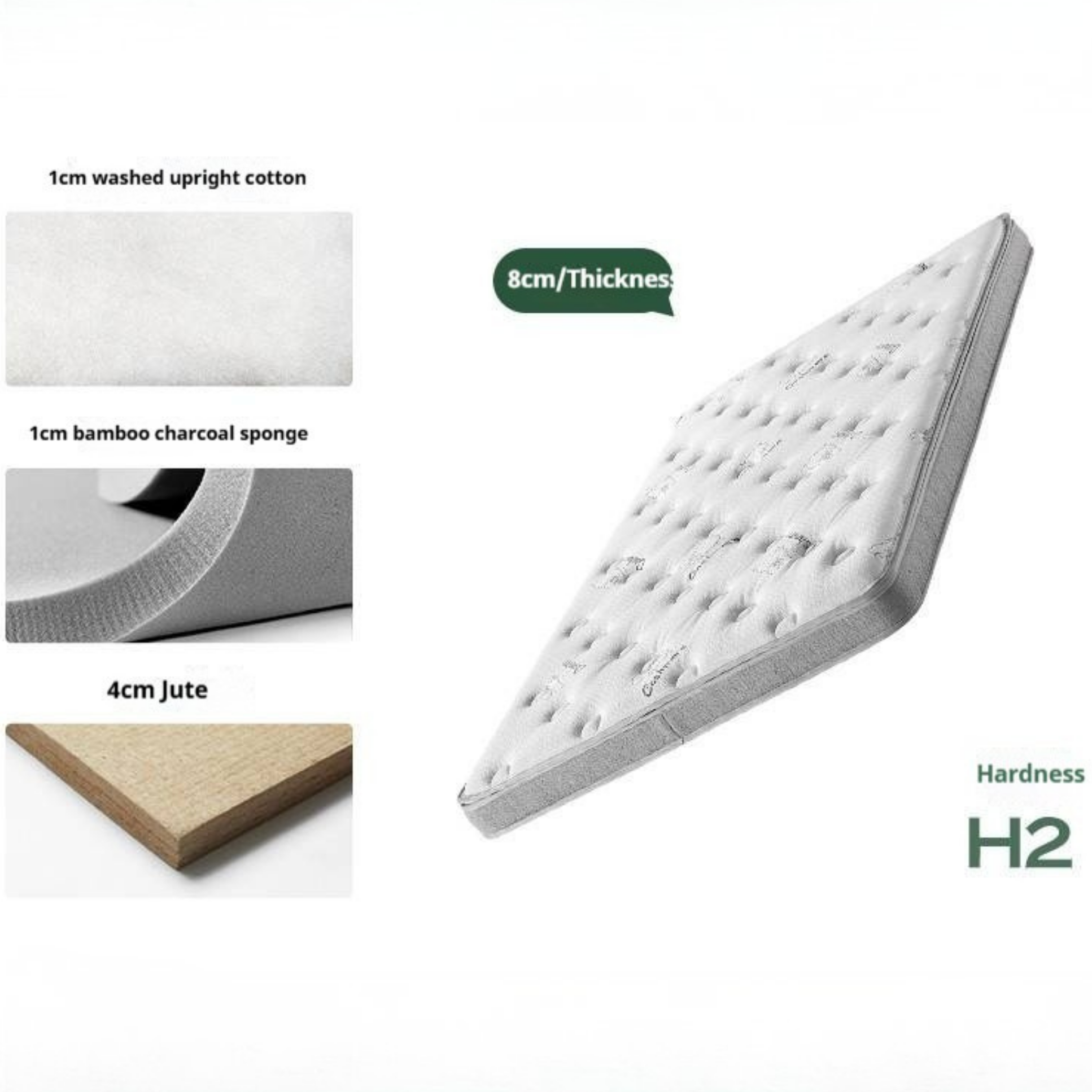 Children's Glue-Free Natural Jute Mattress — Back Support and Hard for Teenagers