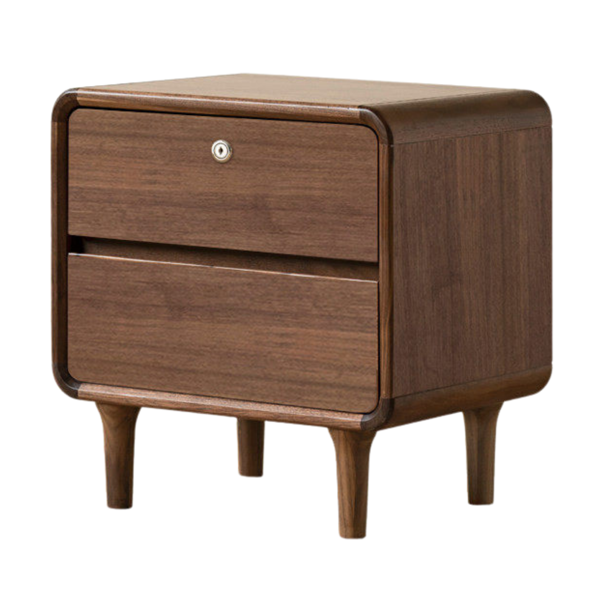 Black Walnut Solid Wood, Sandalwood Lockable Nightstand