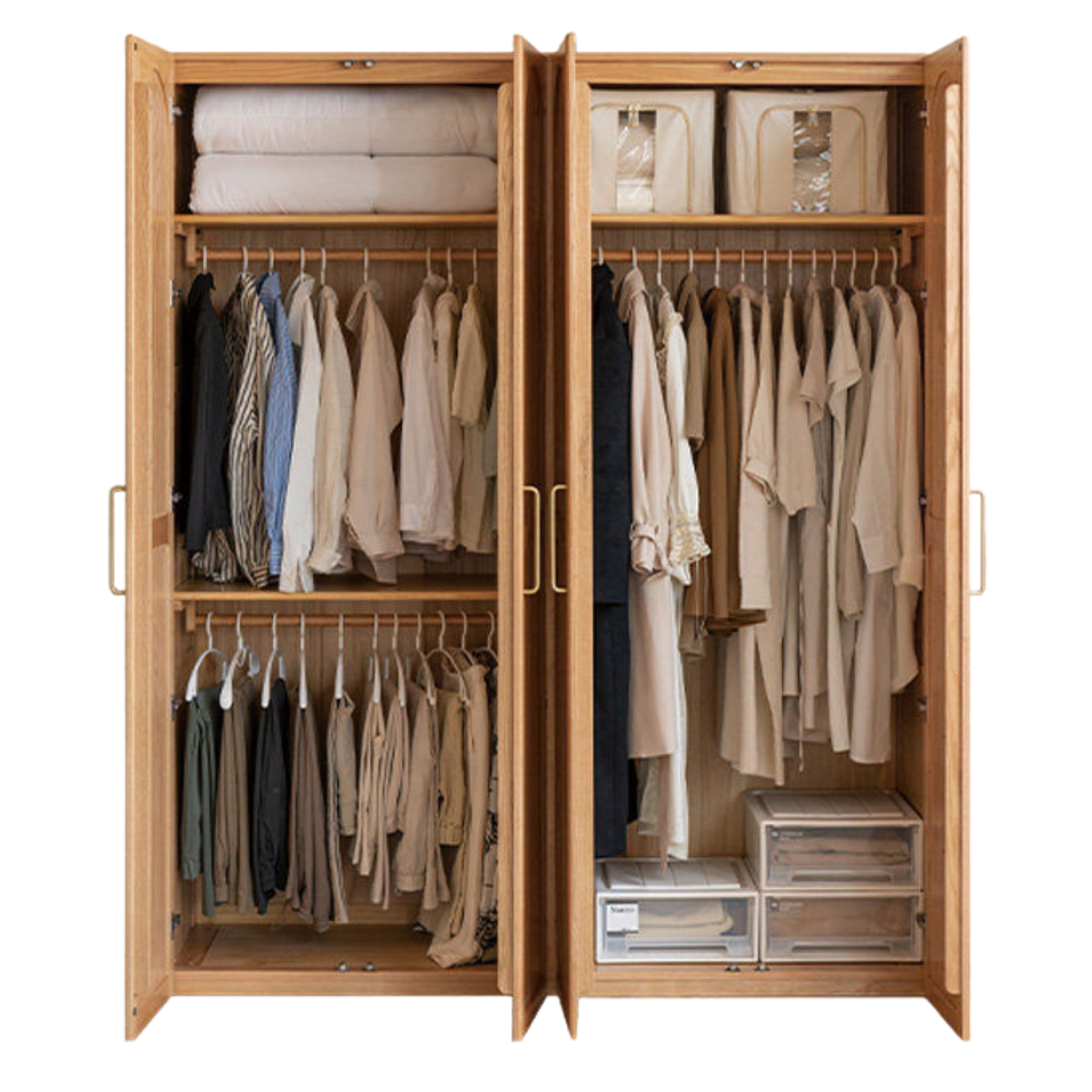 Oak Solid Wood Wardrobe French Retro Style