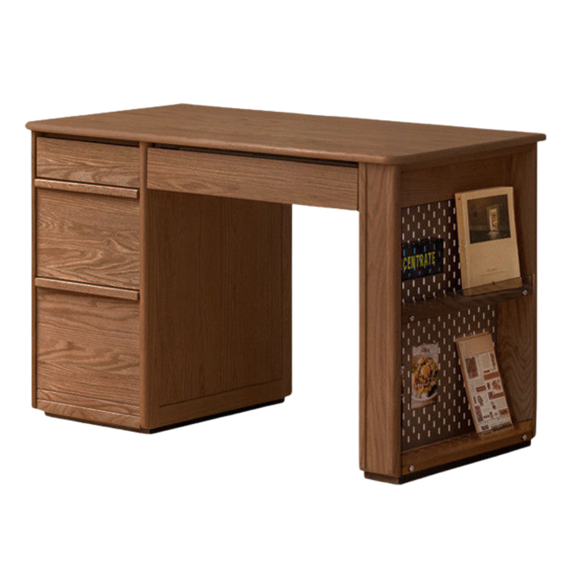 Oak Solid Wood Modern Computer Desk With Shelf