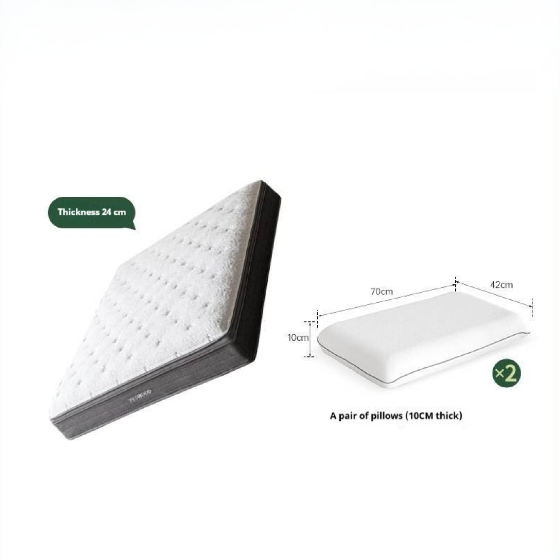 Glue-Free Mattress Made Of Imported Natural Latex, With Air Fiber Filling And Spring Support, A Soft Mattress For Back Protection 24 cm