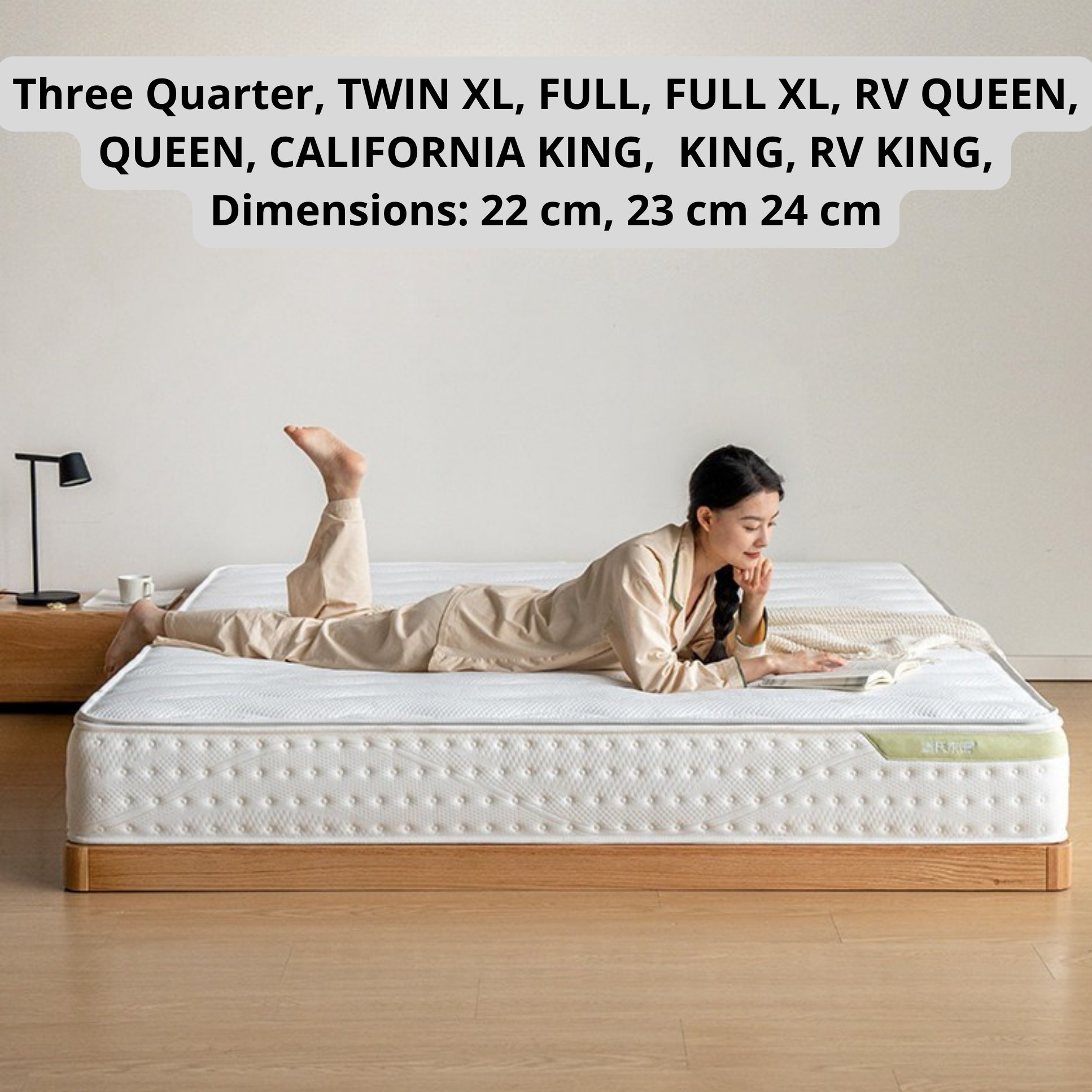 Zero-Glue Mattress: Customizable Home Mattress With Natural Coconut Fiber, Orthopedic Support, Firm Spring Base, And Latex Soft Layer, Dimensions: 22 cm, 23 cm 24 cm