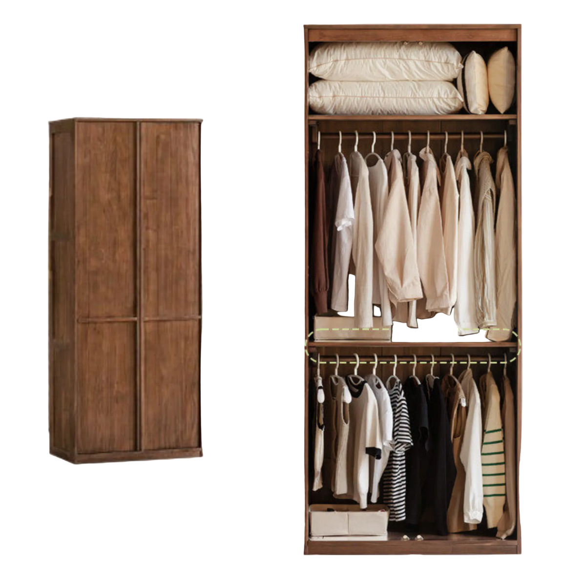 Black Walnut Solid Wood Italian Light Luxury Wardrobe