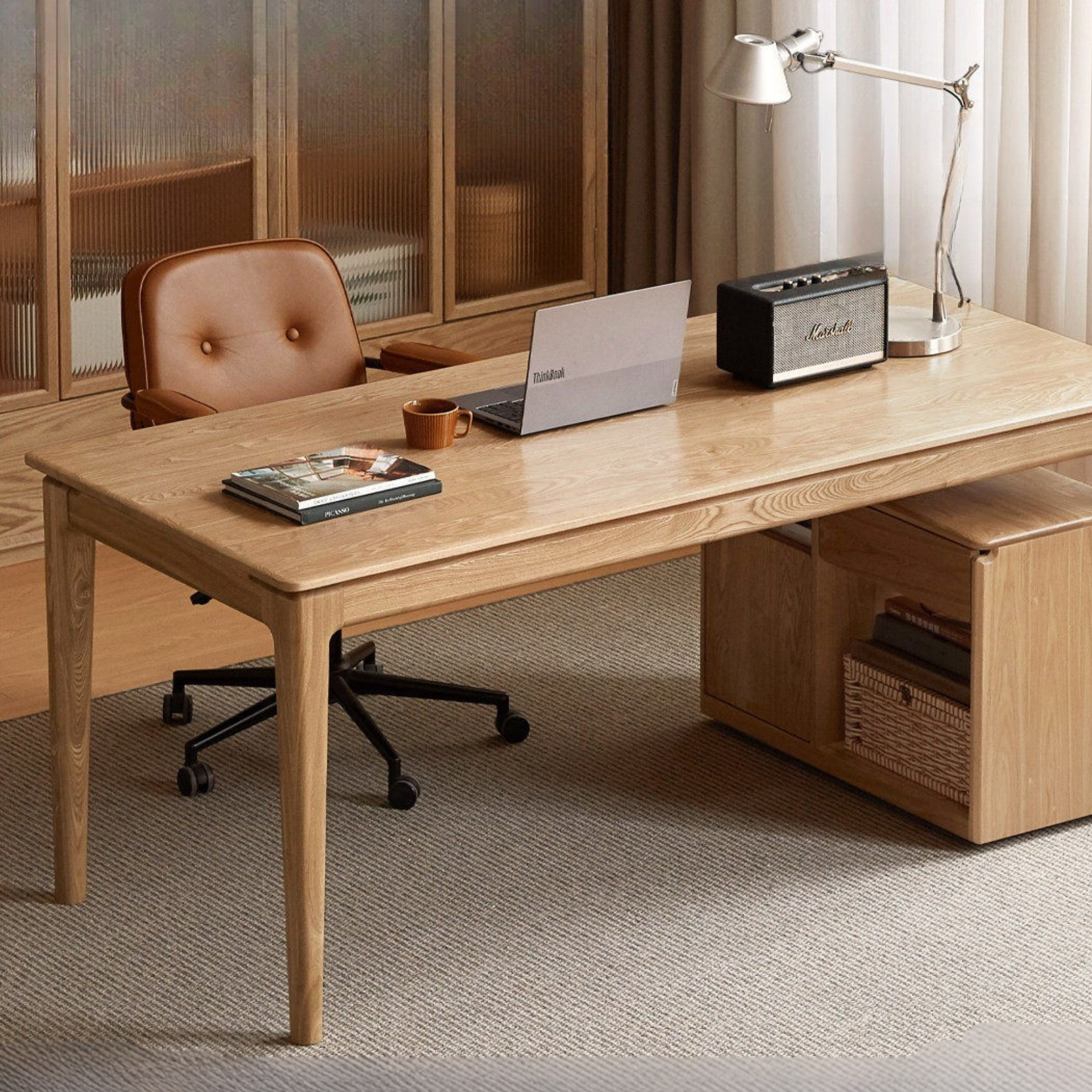 Ash Solid Wood Modern Minimalist Office Desk