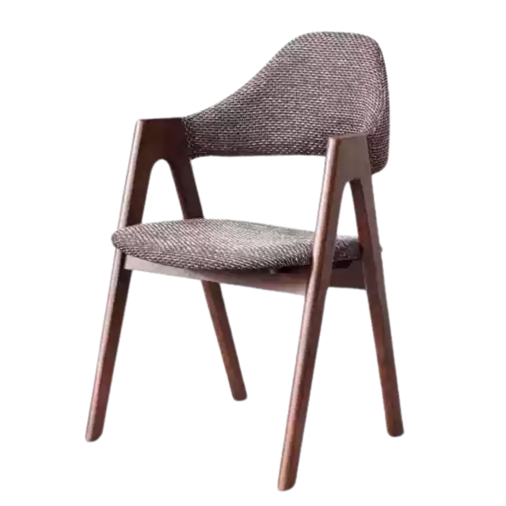 Black Walnut, Oak Solid Wood, Solid RubberWood Organic Leather, fabric Armchair 4 pcs
