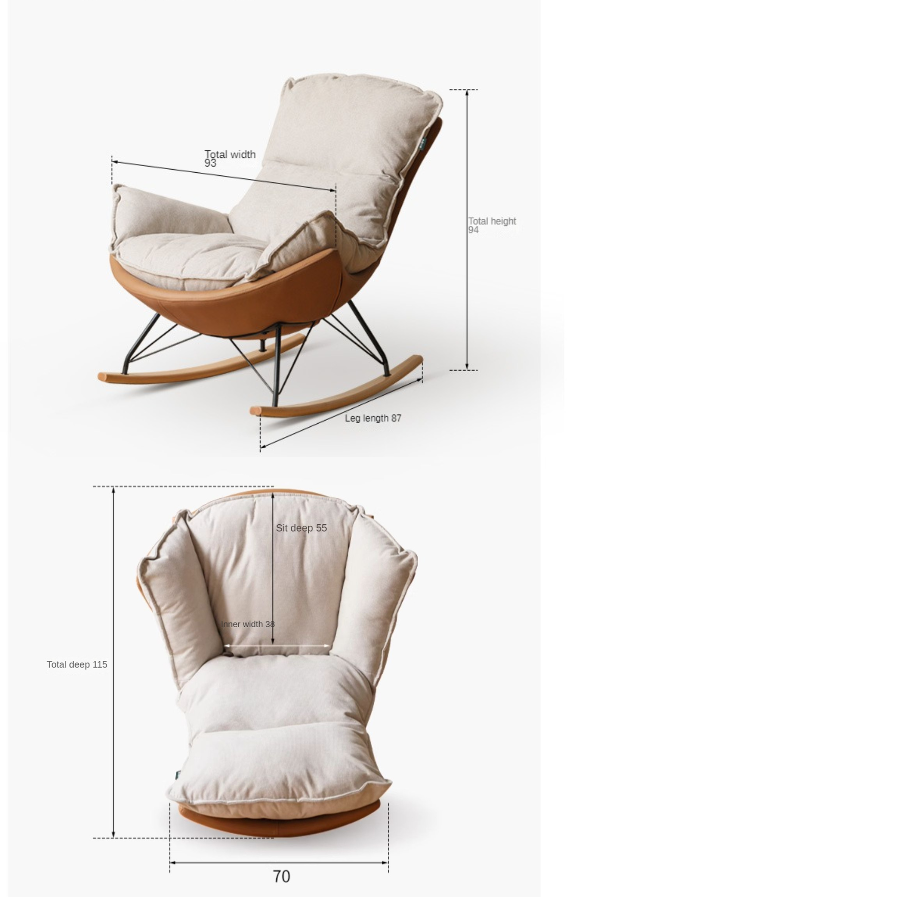 Mid Century Modern Rocking Armchair)
