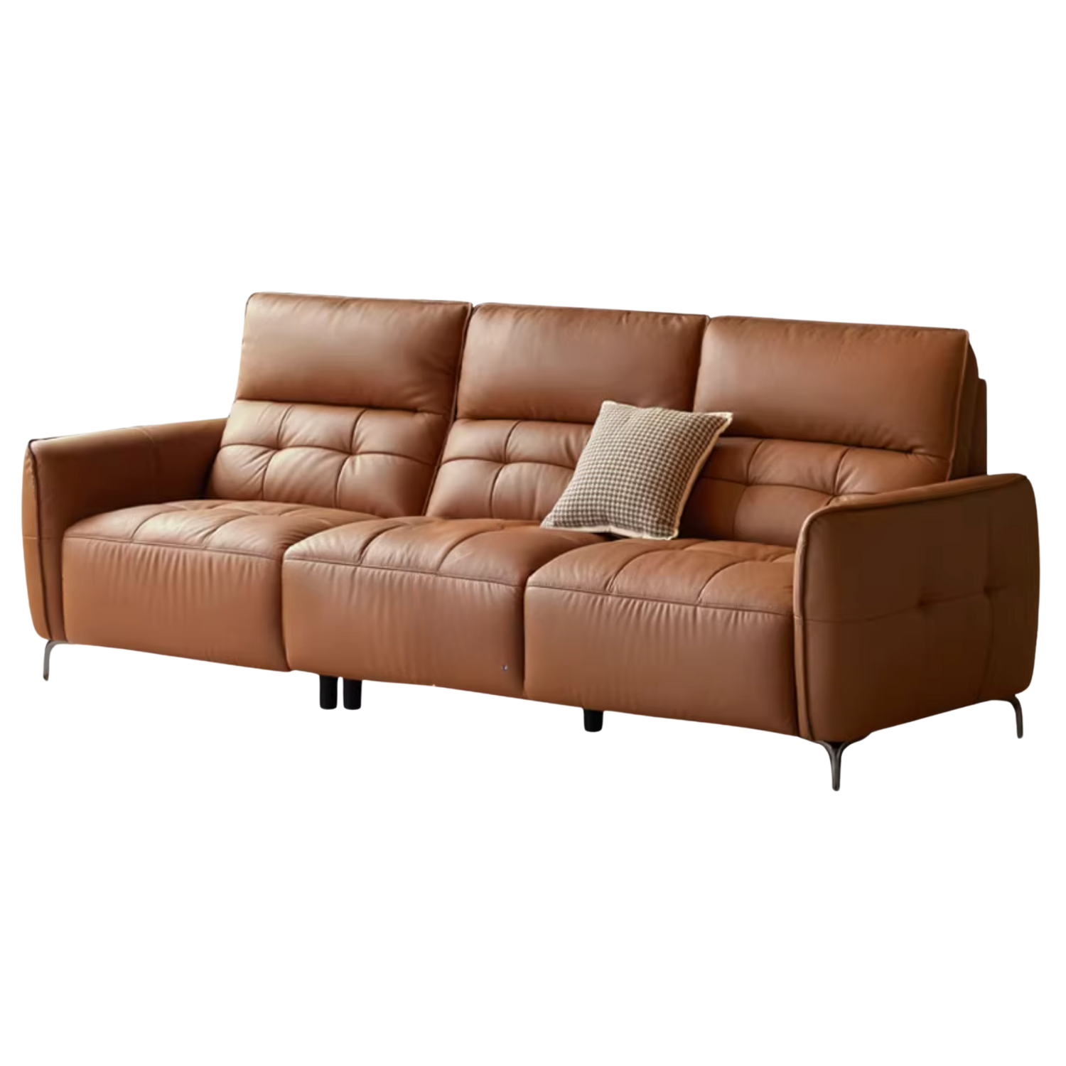 Leather High Back Straight Sofa,